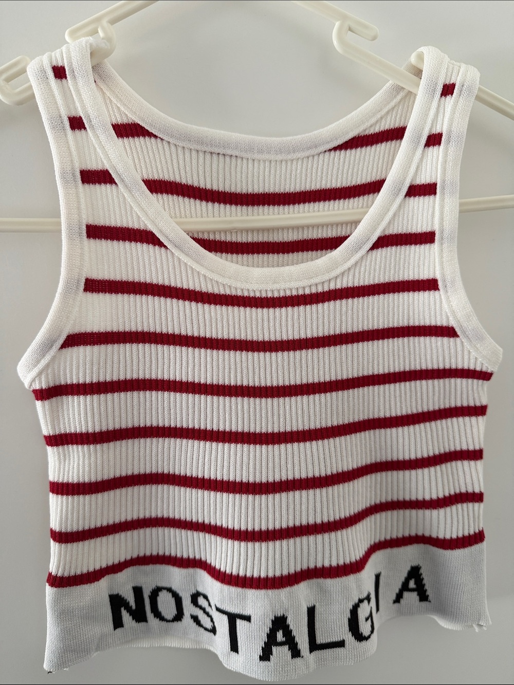Nostalgia Stripe Ribbed Tank Top - White & Red